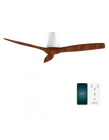 Cecotec EnergySilence Aero 5500 Aqua WhiteDarkWood Connected Ventilador de Techo de 3 Aspas - 40W - Diametro de 52" - Wi-Fi -
