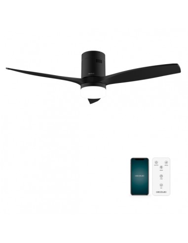 Cecotec EnergySilence Aero 5600 Aqua BlackandBlack Connected Ventilador de Techo con 3 Aspas y Luz LED Integrada - 40W -