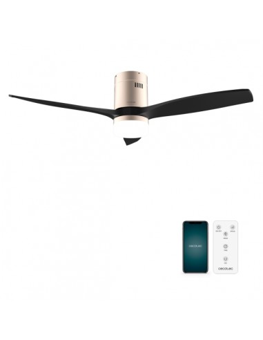 Cecotec EnergySilence Aero 5600 Aqua GoldBlack Connected Ventilador de Techo con 3 Aspas y Luz LED Integrada - 40W - Diametro