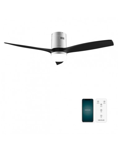 Cecotec EnergySilence Aero 5600 Aqua IronBlack Connected Ventilador de Techo con 3 Aspas y Luz LED Integrada - 40W - Diametro