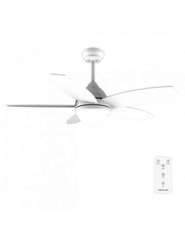 Cecotec EnergySilence Aero 4200 WhiteWood Ventilador de Techo con 5 Aspas y Luz Integrada - 49W - Diametro de 42" - 3 Tonos