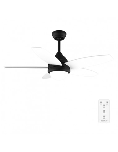 Cecotec EnergySilence Aero 4200 Black and WhiteWood Ventilador de Techo con 5 Aspas y Luz - 53W - Diametro de 42" - 3 Tonos