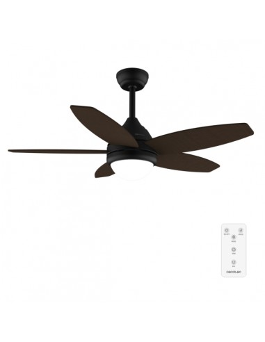 Cecotec EnergySilence Aero 4200 BlackandDarkWood Ventilador de Techo con 5 Aspas de Madera y Luz - 53W - Diametro de 42" - 3