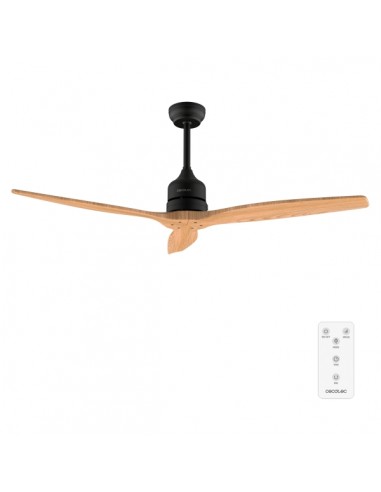 Cecotec EnergySilence Aero 5270 Black and WhiteWood Ventilador de Techo de 3 Aspas - 40W - Diametro de 52" - Temporizador - 6
