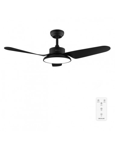 Cecotec EnergySilence Aero 5200 Light Black Ventilador de Techo con 3 Aspas y Luz - 40W - Diametro de 43" - 3 Tonos LED -