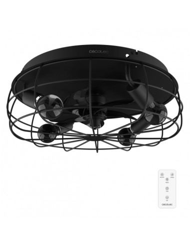 Cecotec EnergySilence LampAero 600 Iron Design Ventilador de Techo con 5 Aspas y Luz - 20W - Tulipa Metalica - Lampara con 3
