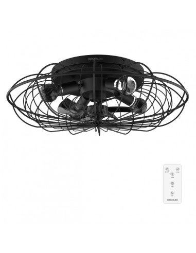 Cecotec EnergySilence LampAero 650 Iron Design Ventilador de Techo con 5 Aspas y Luz - 20W - Tulipa Metalica - Lampara con 3