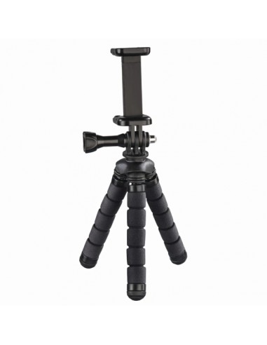 Hama Flex Tripode para Smartphone y Camara Deportiva - Plegable - Altura Ajustable hasta 14cm - Peso Max 4kg - Aluminio -