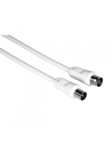 Hama Cable Coaxial de Antena Macho Hembra - Longitud 5m - Apantallamiento 75dB - Impedancia 75Ohm - Color Blanco