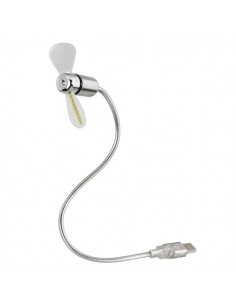 Hama Ventilador USB - Visualizacion Temperatura - Longitud 30cm - Flexible - Color Plata