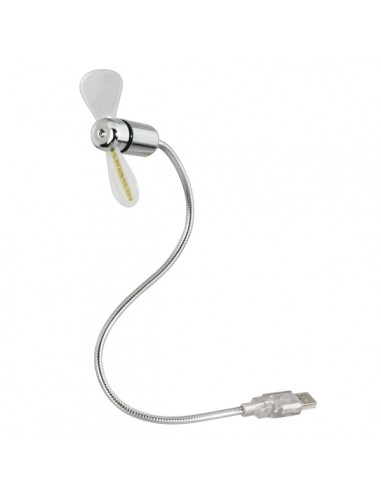 Hama Ventilador USB - Visualizacion Temperatura - Longitud 30cm - Flexible - Color Plata