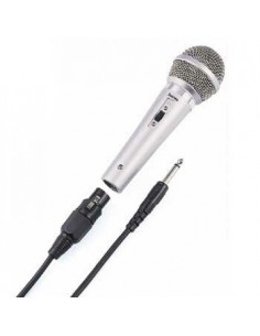 Hama Dm40 Microfono Dinamico - Cable 3m - Jack 3.5mm y 6.5mm - Incluye Adaptador de 6.35mm - Color Plata