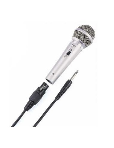 Hama Dm40 Microfono Dinamico - Cable 3m - Jack 3.5mm y 6.5mm - Incluye Adaptador de 6.35mm - Color Plata