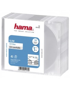 Hama Slim Pack de 10 Cajas Vacias para CD DVD - Poliestireno - 12.5x14.2x0.52cm - Color Transparente