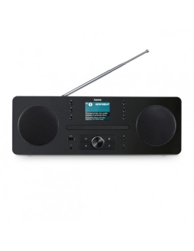 Hama Dr1560Cbt Radio CD Digital - Potencia 10W - Bluetooth - Jack 3.5mm - USB-A - Temporizador - Reloj - Cable 146cm -