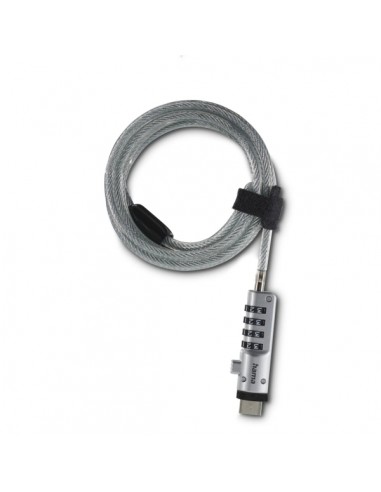 Hama Cable de Seguridad para Portatiles de 5.5mm - Cable 180cm - Acero - Candado de Combinacion - Color Acero