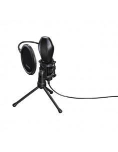Hama Microfono USB con Tripode - Cable 2m - Proteccion Antipop - Ajuste de Inclinacion - Color Negro