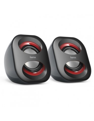Hama Altavoces de Sobremesa - Cable 8.2cm - Frecuencia hasta 20GHz - Jack 3.5mm - USB-A - 7.2x7.5x8.2cm - Color Negro
