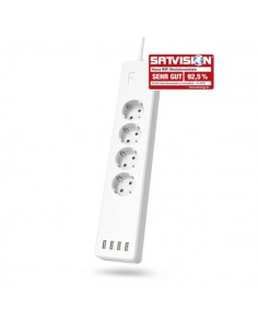 Hama Regleta Alimentacion Inteligente con 8 Tomas - Cable 1.7m - 4x Shuko - 4x USB-A - Compatible con Asistente de Voz -