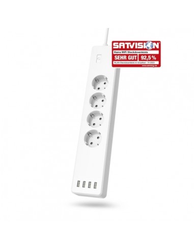 Hama Regleta Alimentacion Inteligente con 8 Tomas - Cable 1.7m - 4x Shuko - 4x USB-A - Compatible con Asistente de Voz -