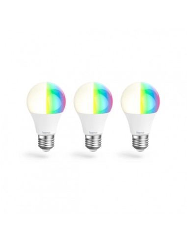 Hama Pack de 3 Bombillas LED E27 Inteligente - Potencia 8.5W - RGBW - WiFi - Compatible con Asistente de Voz - Control con