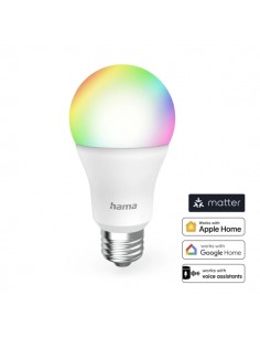 Hama Bombilla LED E27 Inteligente - Potencia 9W - RGBW - WiFi - Compatible con Asistente de Voz - Control con App - IP20 -