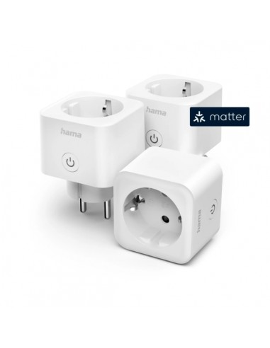 Hama Pack de 3 Enchufes WLAN Inteligentes - Potencias hasta 3680W - WiFi - Temporizador - IP20 - Compatible con Asistente de