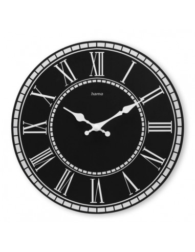 Hama Rab Reloj de Pared Analogico - Cuarzo - Silencioso - MDF - Funciona con 1 Pila AA - 30x2cm - Color Negro