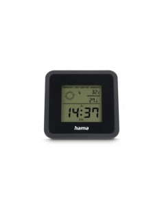 Hama Borneo Medidor de Temperatura y Humedad para Interior - Pantalla Digital - Reloj - Indicador de Confort - 8x1.2x8cm -