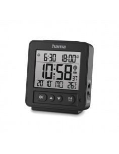 Hama Rhodes Radio Reloj Despertador - Pantalla Digital - Termometro - Funcion de Repeticion de Alarma - 2 Alarmas