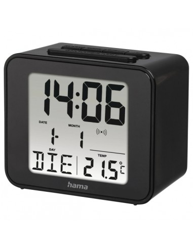 Hama Cube Radio Reloj Despertador - Pantalla Digital - Termometro - Funcion de Repeticion de Alarma - Zona Horaria Ajustable