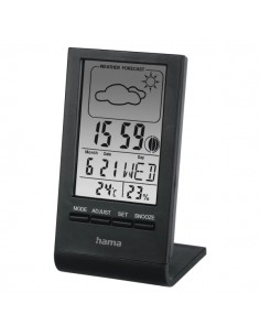 Hama Medidor de Temperatura y Humedad para Interior - Pantalla Digital - Reloj - Prevision Meteorologica - Visualizacion de