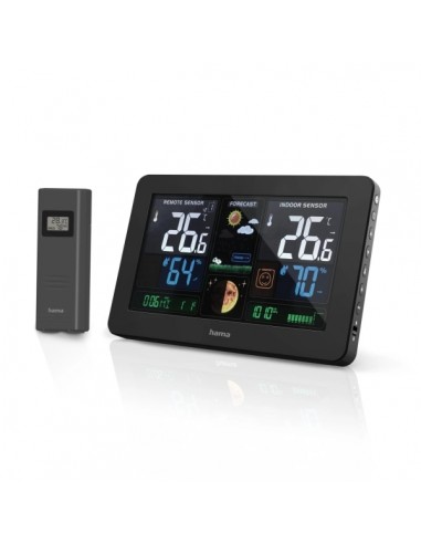Hama Premium Estacion Meteorologica - Reloj - Prevision Meteorologica - Sensor Exterior - Radiofrecuencia - Termometro -