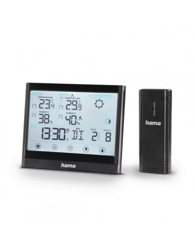 Hama Full Touch Estacion Meteorologica - Reloj - Pantalla Digital - Prevision Meteorologica - Sensor Exterior -