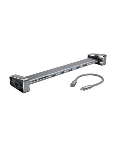 Hama Connect2Office Basic Hub USB 3.2 y Soporte - Potencia Maxima 100W - Power Delivery - Cable USB-C de 20cm - LAN Ethernet