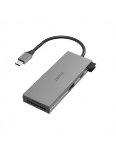 Hama Essential Hub USB 3.2 - Potencia Maxima 100W - Cable USB-C Integrado de 15cm - Power Delivery - Tarjeta SD - Tarjeta