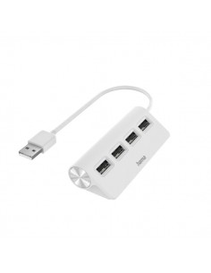 Hama Essential Hub USB 2.0 - Cable USB-A Integrado de 15cm - USB-A Hembra x4 - Color Blanco