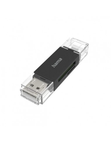 Hama Essential Lector de Tarjetas USB-A - Compatible con SD - MicroSD - Sistema OTG - 19.05x10.99x73.6mm - Color Negro