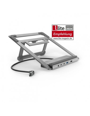 Hama Essential Hub USB 3.2 con Funcion Soporte - Potencia Maxima 100W - Cable USB-C de 40cm - LAN Ethernet 1Gbps - Jack 3.5m