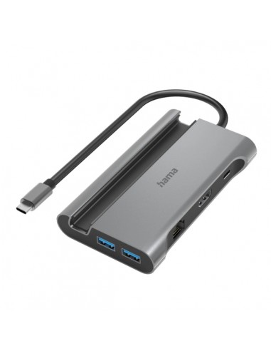 Hama Essential Hub USB 3.2 - Potencia Maxima 100W - Cable USB-C Integrado de 15cm - LAN Ethernet 1Gbps - HDMI 4K - 3x USB-A -