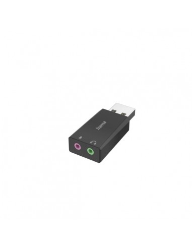 Hama Essential Adaptador de Audio - USB-A Macho - Jack 3.5 Hembra x2 - Estereo - Color Negro