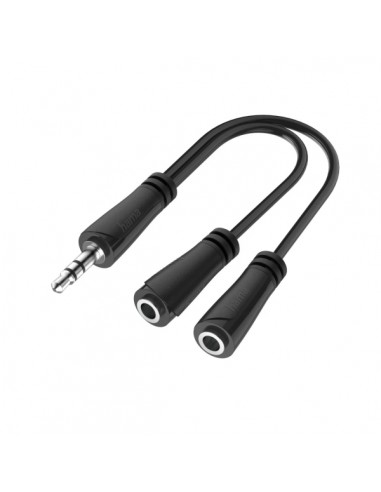 Hama Essential Cable Adaptador de Audio - 0.15m - 2x Jack Hembra de 3.5mm - Jack Macho de 3.5mm - Estereo - Color Negro