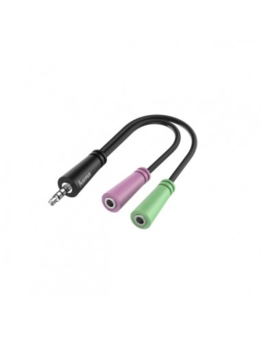 Hama Essential Cable Adaptador de Audio - 0.15m - 2x Jack Hembra de 3.5mm - Jack Macho de 3.5mm - 3 Polos - Color Negro