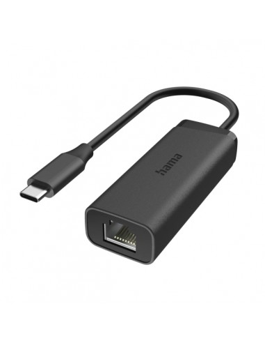 Hama Essential Adaptador de Red - USB-C Macho - Ethernet RJ45 Hembra - Velocidad hasta 2.5Gbit s - Color Negro