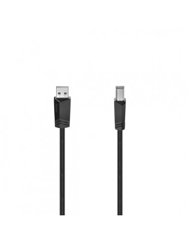 Hama Essential Cable USB - Longitud 1.5m - USB-A Macho - USB-B Macho - Velocidad hasta 480Mbps - Blindaje Doble - Color Negro