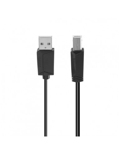Hama Essential Cable USB - Longitud 3m - USB-A Macho - USB-B Macho - Velocidad hasta 480Mbps - Blindaje Doble - Color Negro
