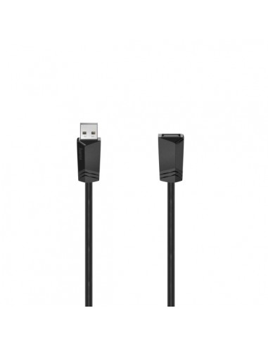 Hama Essential Cable Alargador USB-A Macho Hembra - Longitud 1.5m - Velocidad hasta 480Mbps - Blindaje Doble - Color Negro