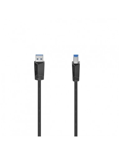 Hama Essential Cable USB - Longitud 1.5m - USB-A Macho - USB-B Macho - Velocidad hasta 5Gbps - Blindaje Doble - Color Negro