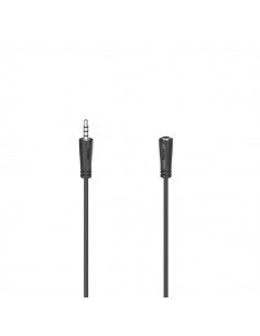 Hama Cable de Extension de Audio - Longitud 1.5m - Jack 3.5mm Macho - Jack 3.5mm Hembra - Color Negro