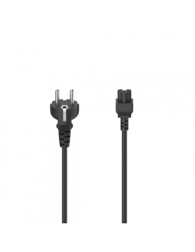 Hama Essential Cable de Alimentacion - Macho Schuko - Hembra Trebol - Longitud 2.5m - Seccion 0.75mm2 - Color Negro